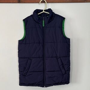 Lands’ End Navy Blue Puffer Vest with Green Lining, size small (8)